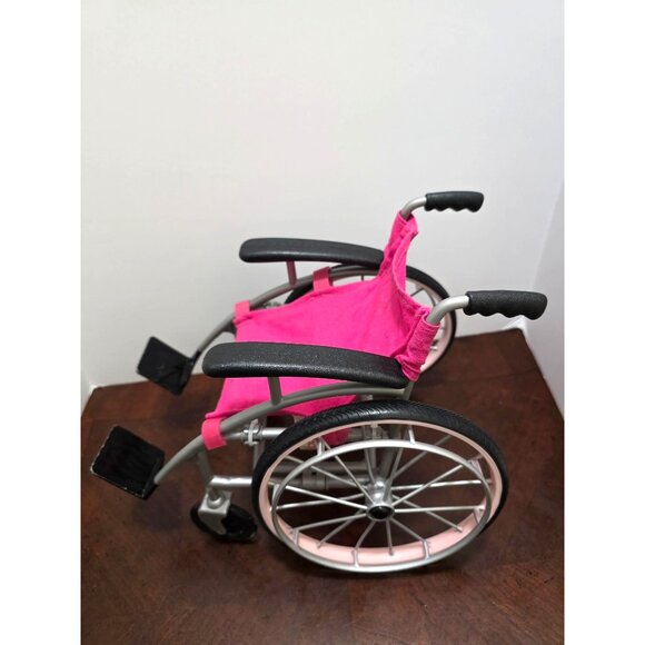OG DOLL Pink Doll Wheelchair With Black Handles & Footrests - Picture 3 of 10